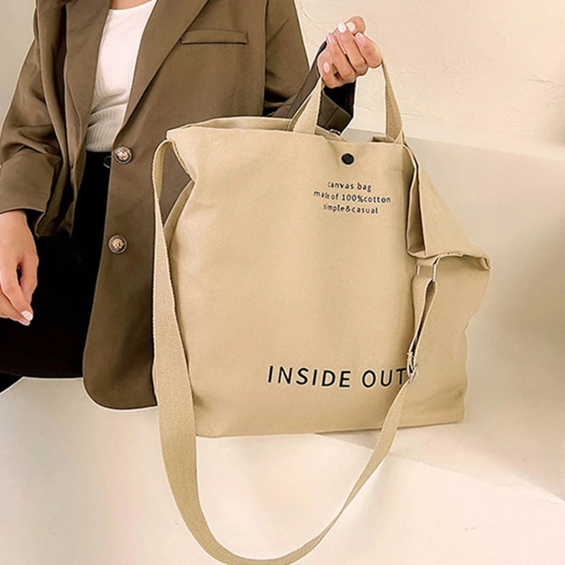 Japanese Simple Canvas Satchel Unisex Crossbody Bag Washable Thick Handbag Fashion Large Capacity Bag for Students Daily Carry
