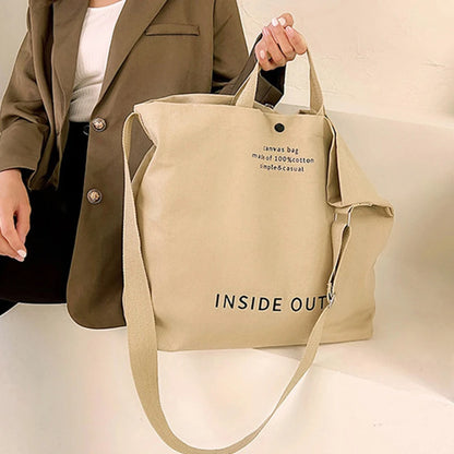 Japanese Simple Canvas Satchel Unisex Crossbody Bag Washable Thick Handbag Fashion Large Capacity Bag for Students Daily Carry