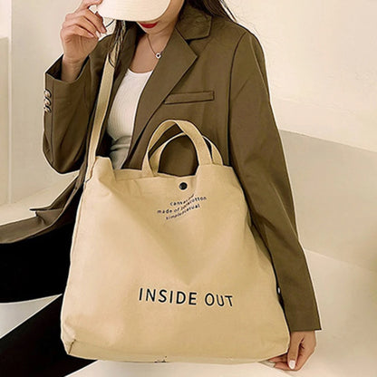 Japanese Simple Canvas Satchel Unisex Crossbody Bag Washable Thick Handbag Fashion Large Capacity Bag for Students Daily Carry