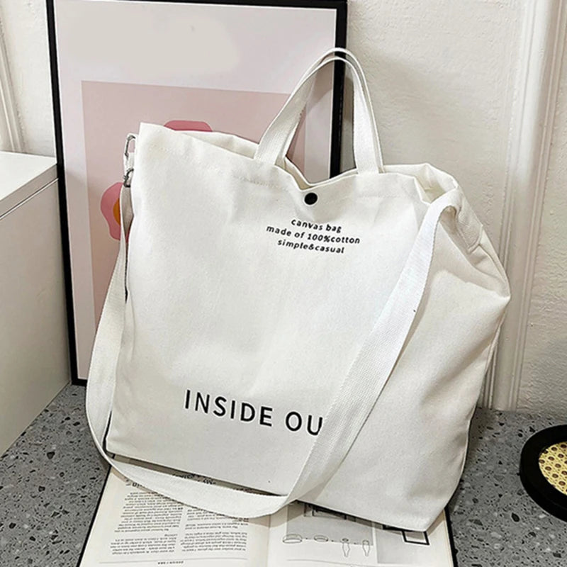 Japanese Simple Canvas Satchel Unisex Crossbody Bag Washable Thick Handbag Fashion Large Capacity Bag for Students Daily Carry