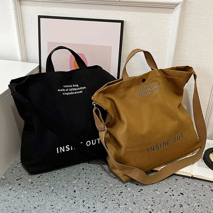 Japanese Simple Canvas Satchel Unisex Crossbody Bag Washable Thick Handbag Fashion Large Capacity Bag for Students Daily Carry