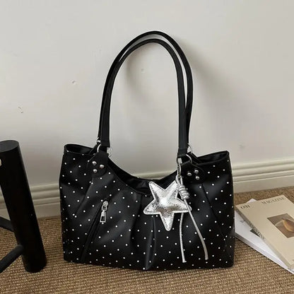 2026 Large Capacity Vintage PU Tote Bag for Student Casual Shoulder Wear