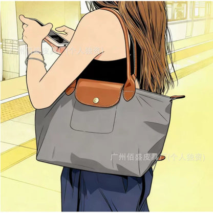 New Large Tote Bag Dumpling Bag Nylon Waterproof Large Capacity Commuting Single Shoulder Handbag Diagonal Cross Long Handle