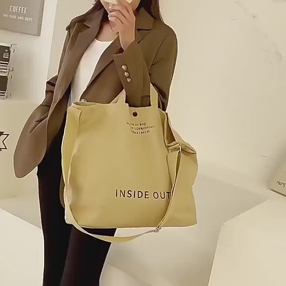 Japanese Simple Canvas Satchel Unisex Crossbody Bag Washable Thick Handbag Fashion Large Capacity Bag for Students Daily Carry